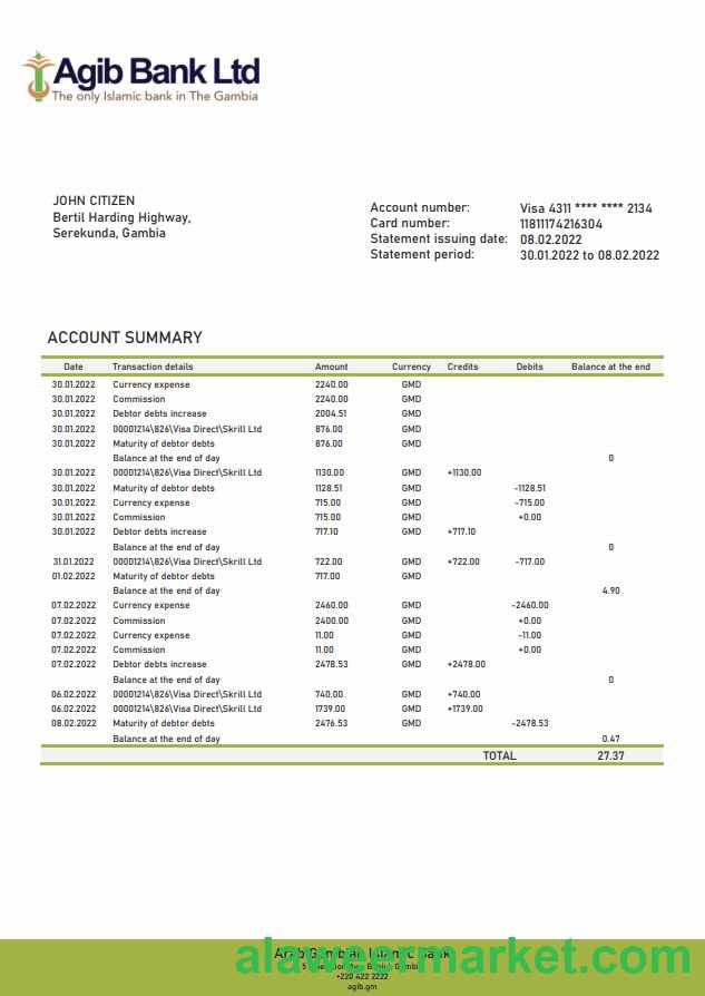 Gambia Arab Gambian Islamic Bank statement.doc